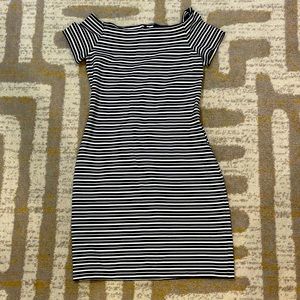 Ann Taylor black and white strip stretch dress